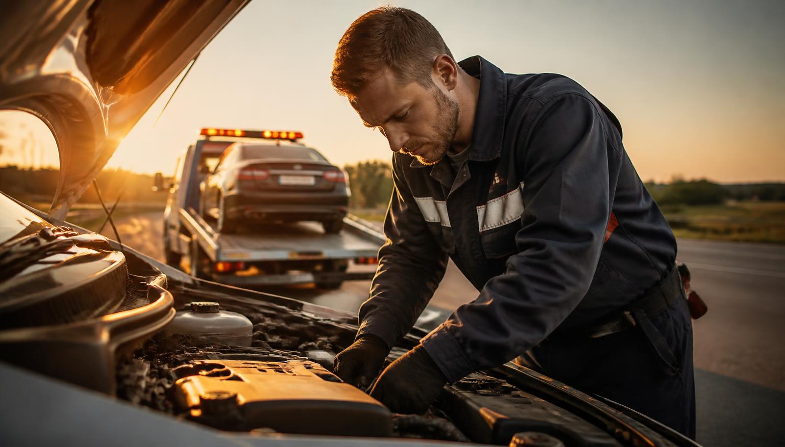 Mecânico realizando reparo no motor de um veículo